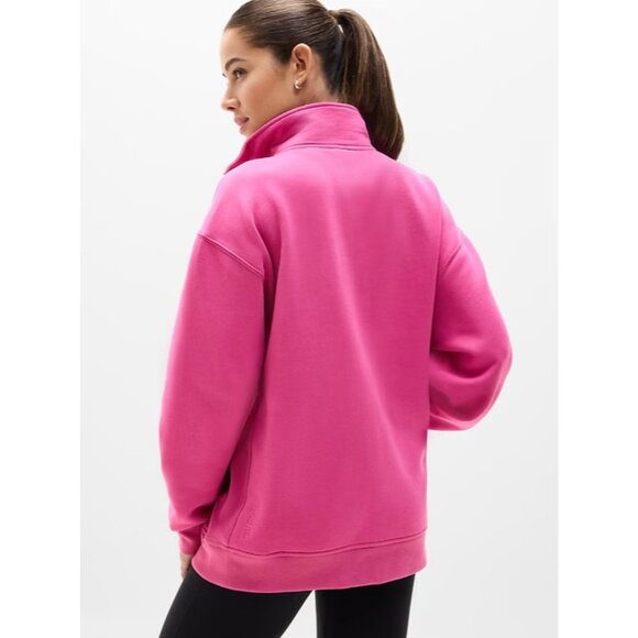 New Athleta L Forever Fleece 1/4 Zip Sweatshirt Jewel Pink Large - Picture 3 of 6
